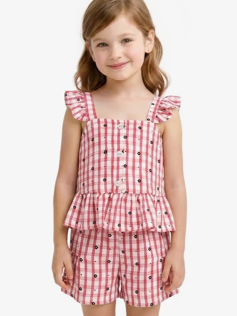 Cutie Patootie Toddlers 2pc Ruffle Ruffle Short Set W/ GingHam